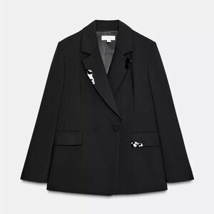 Zara Women's Black Double-Breasted Blazer